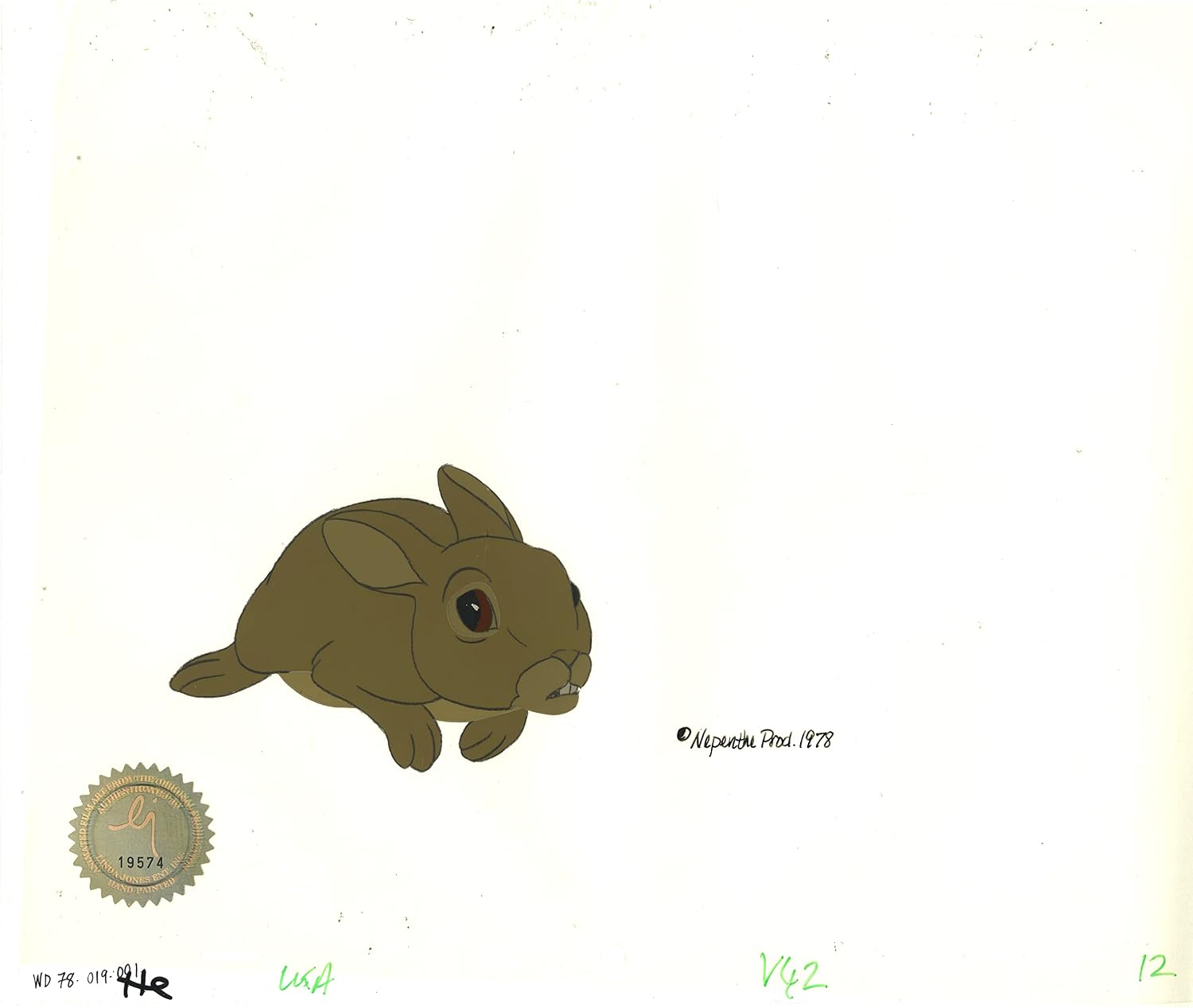 Watership Down 1978 Production Animation Cel of Pipkin with LJE Seal and COA 019-001