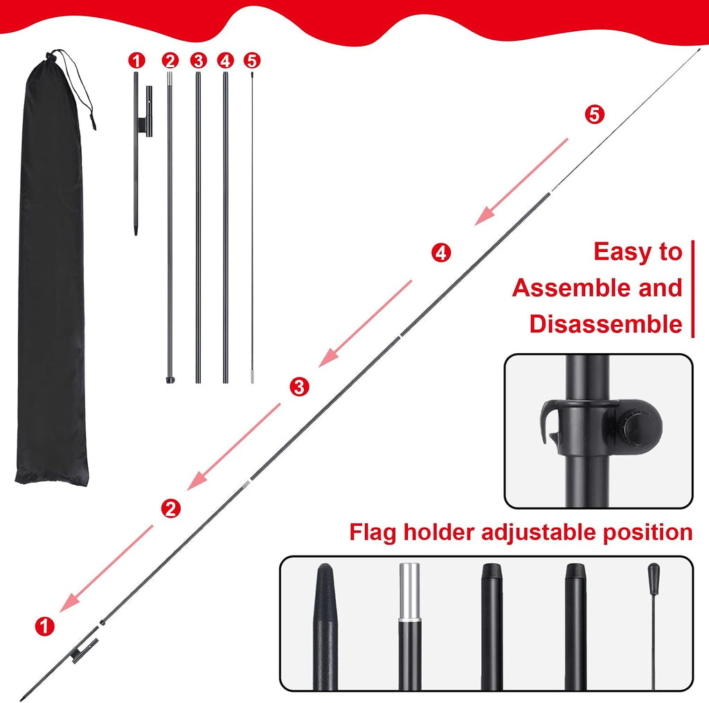Buryeah 3 Sets Now Open Feather Flag Pole Kit 15 ft for Business Advertising Open Flag Banner Sign with Pole Kit Ground Stake and Portable Bag for Outside Ground