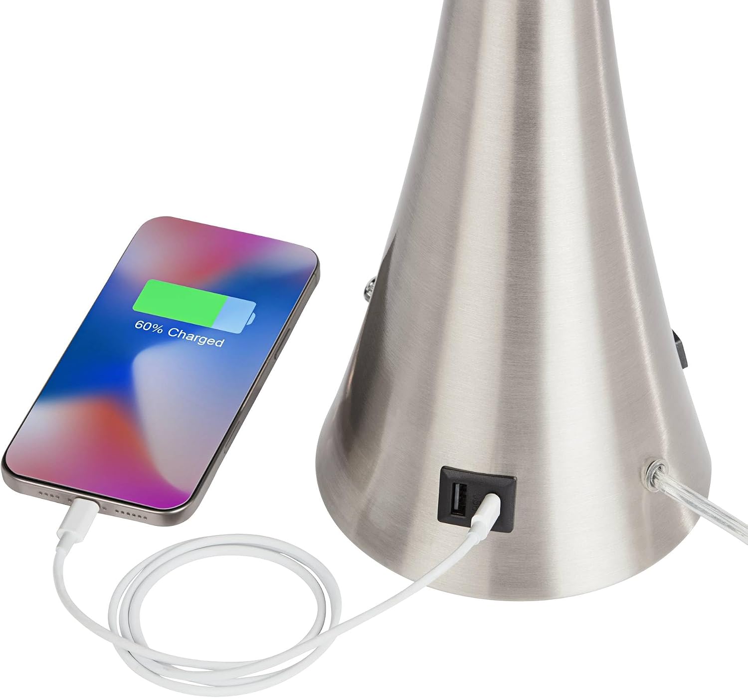 360 Lighting Karl 27 1/2' Tall Modern Table Lamps Set of 2 USB Port AC Power Outlet Silver Brushed Nickel Finish Metal Deep Blue Shade Living Room Charging Bedroom Bedside Nightstand House Office