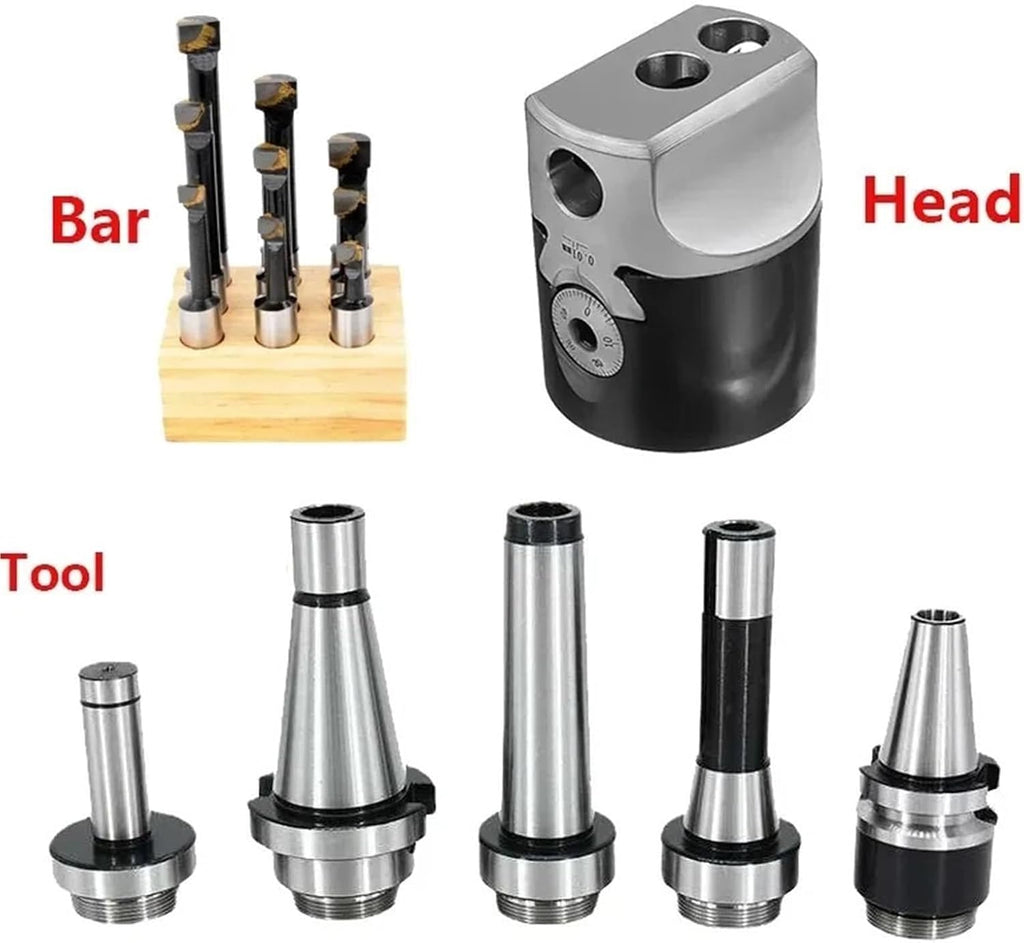 A Set MT2 MT3 MT4 C20 C25 BT30 BT40 NT30 NT40 R8 M10 M12 M16 + F1 2 Inch 50 Boring Head 12mm Boring Bar for Milling Machine Tool(Boring Rod,MT2(M10)-F1-12)