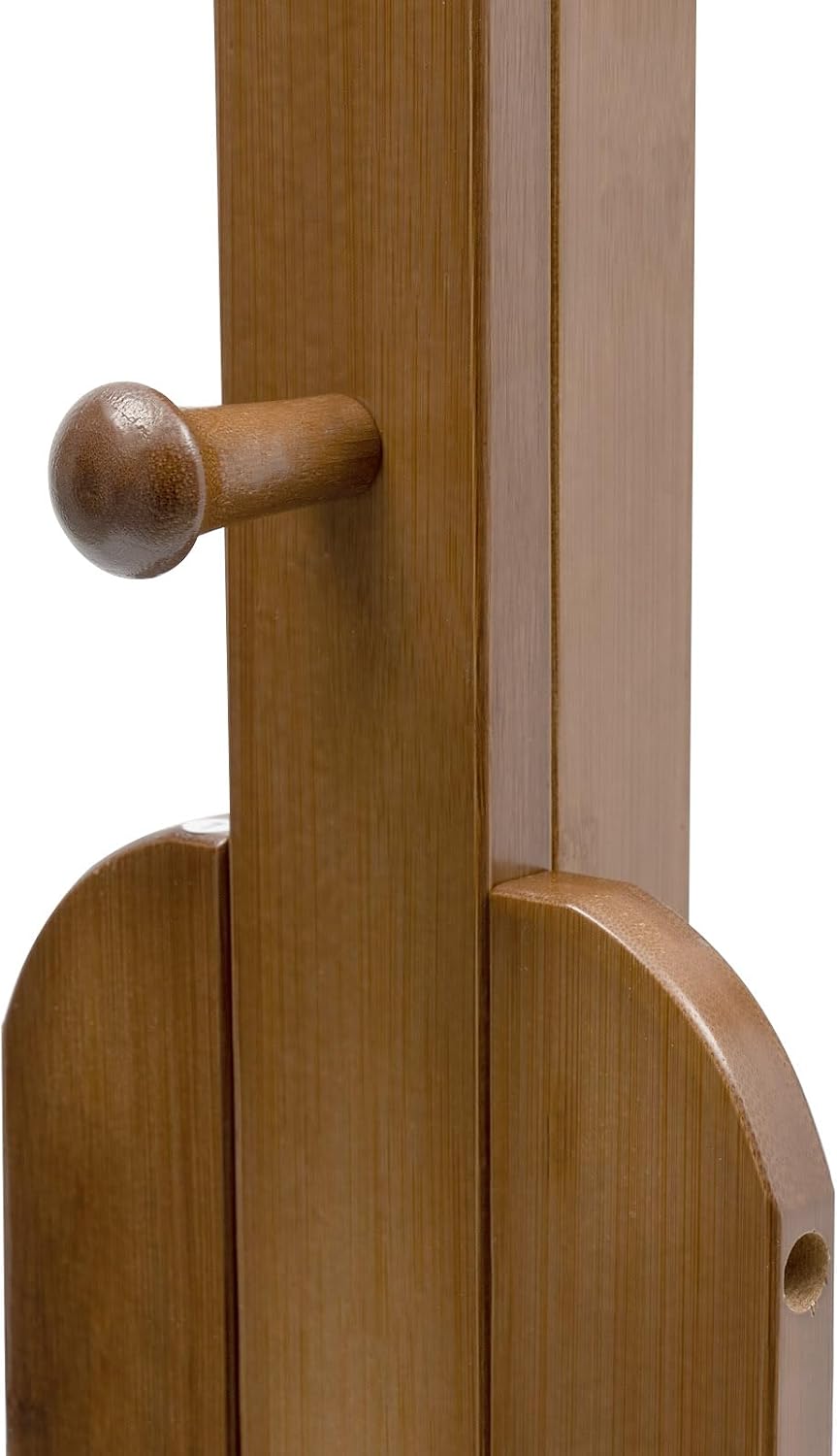 Bamboo Garment Rack, Storage Shelves Clothes Hanging Wardrobe Closet Organizer Clothing Rack Open Wardrobe for Entryway 200 Lbs Load-Bearing Capacity Raised Bottom Concaved Handles