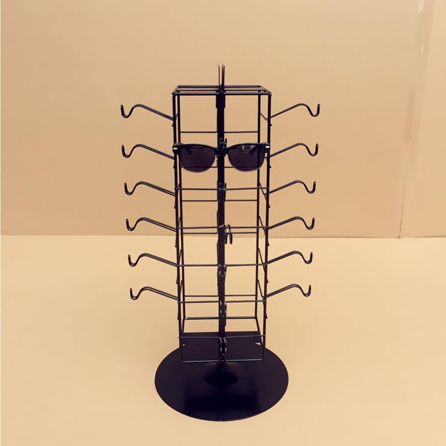 Retail Display Sunglasses Holders Organizer,Modern 6 Tiers Table Top Rotating Glasses Stand Storage Eyewear Metal Display Rack,Optical Shop Reading Glasses Display Rack F