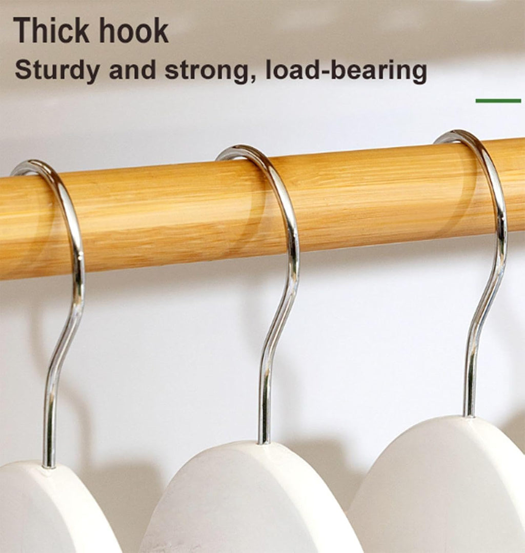 Bamboo Garment Rack,Heavy Duty Coat Clothes Hanging Rack Storage Shelf,Free-Standing Wardrobe Closet Organizer, Multi-Functional Bedroom Clothing Racks,B-110cm