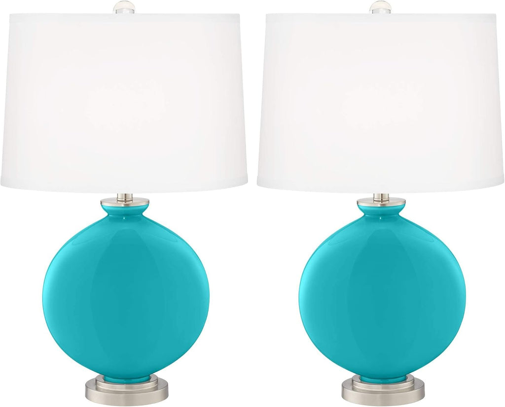 Color + Plus Carrie 26 1/2' Modern Surfer Blue Table Lamps Set of 2