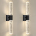 Black LED Wall Sconces Set of 2 with LED Warm Light Interior Glam Crystal Wall Light, Hardwired