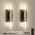 Wall Sconce Set of Two, Battery Operated Wall Sconce, Rechargeable Wall Lamp with Remote, Indoor Non-Hardwired Wall Sconces, Modern Vanity Light for Bedroom, Hallway, Aisle
