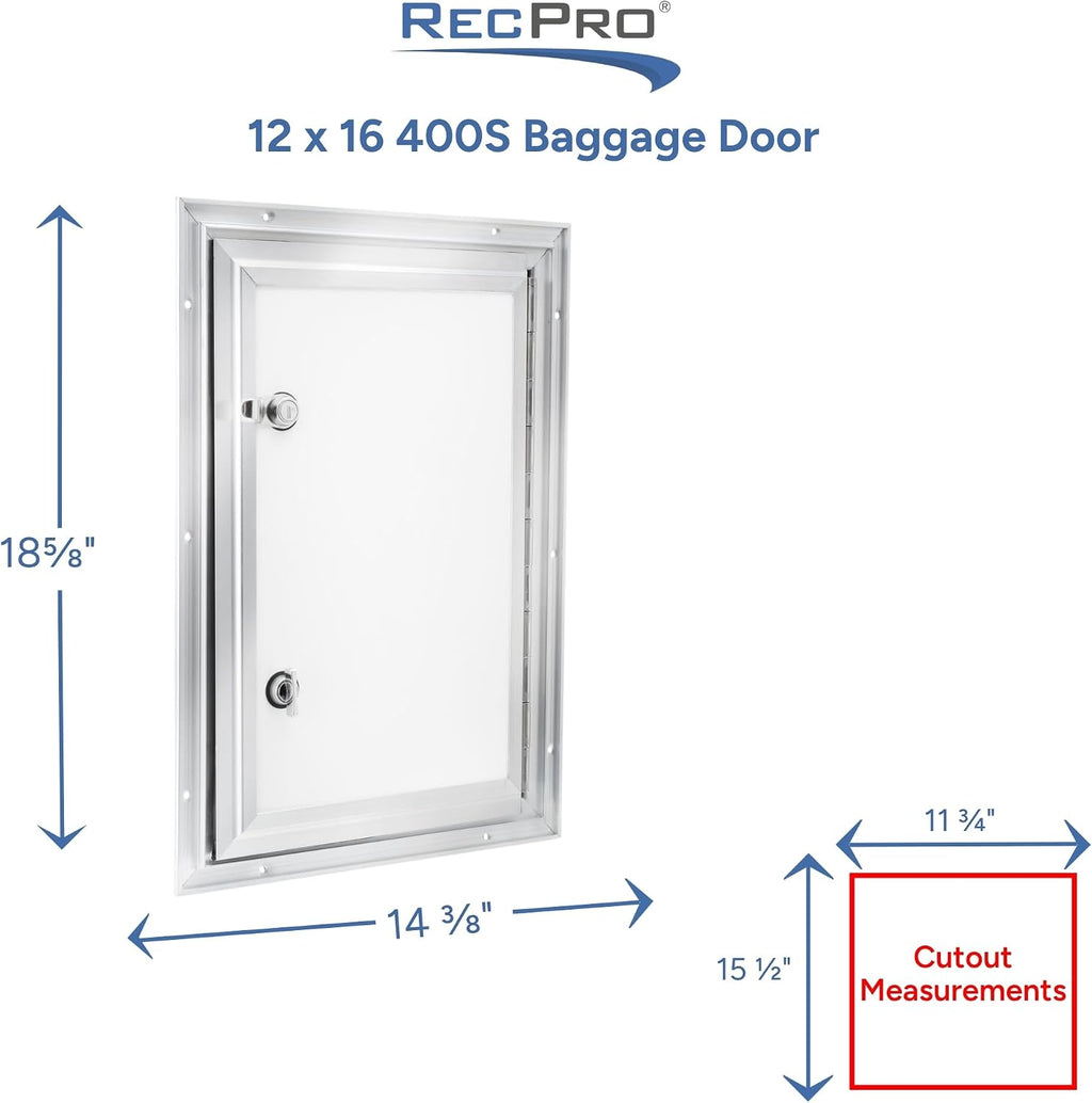 RecPro Square RV Baggage Door | Compartment Storage | RV Storage | Trailer Storage | Camper Storage (12' W x 16' H) | Made in America