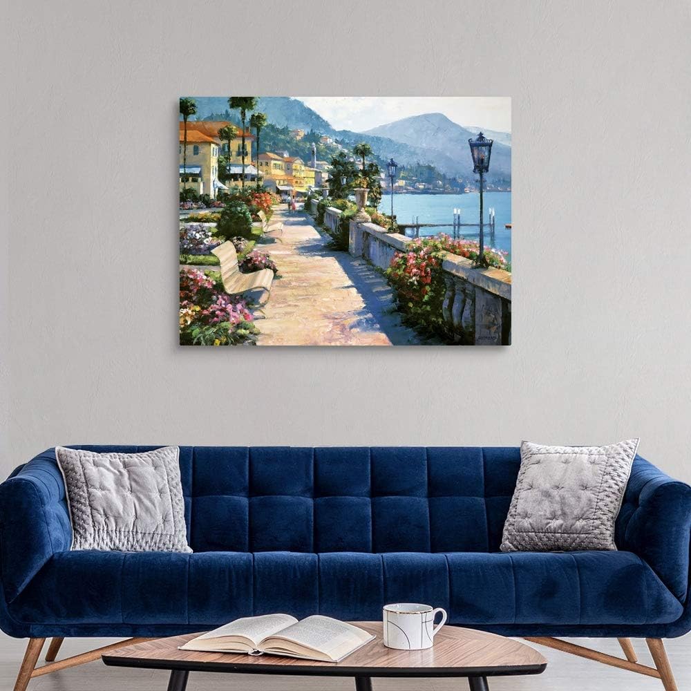 CANVAS ON DEMAND Bellagio Promenade Canvas Wall Art Print by Howard Behrens, Traditional, Home Decor, Design, Ocean Artwork, 48'x36'