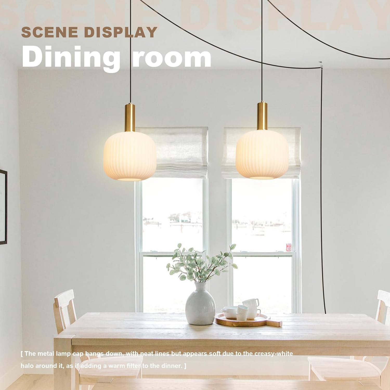 Plug in Pendant Light 2 Pack, Milk White Glass Hanging Light Plug in, Modern Plug-in Pendant Lighting with On/Off Switch, Mid Century Hanging Lamp for Kitchen Island Bedroom Hallway
