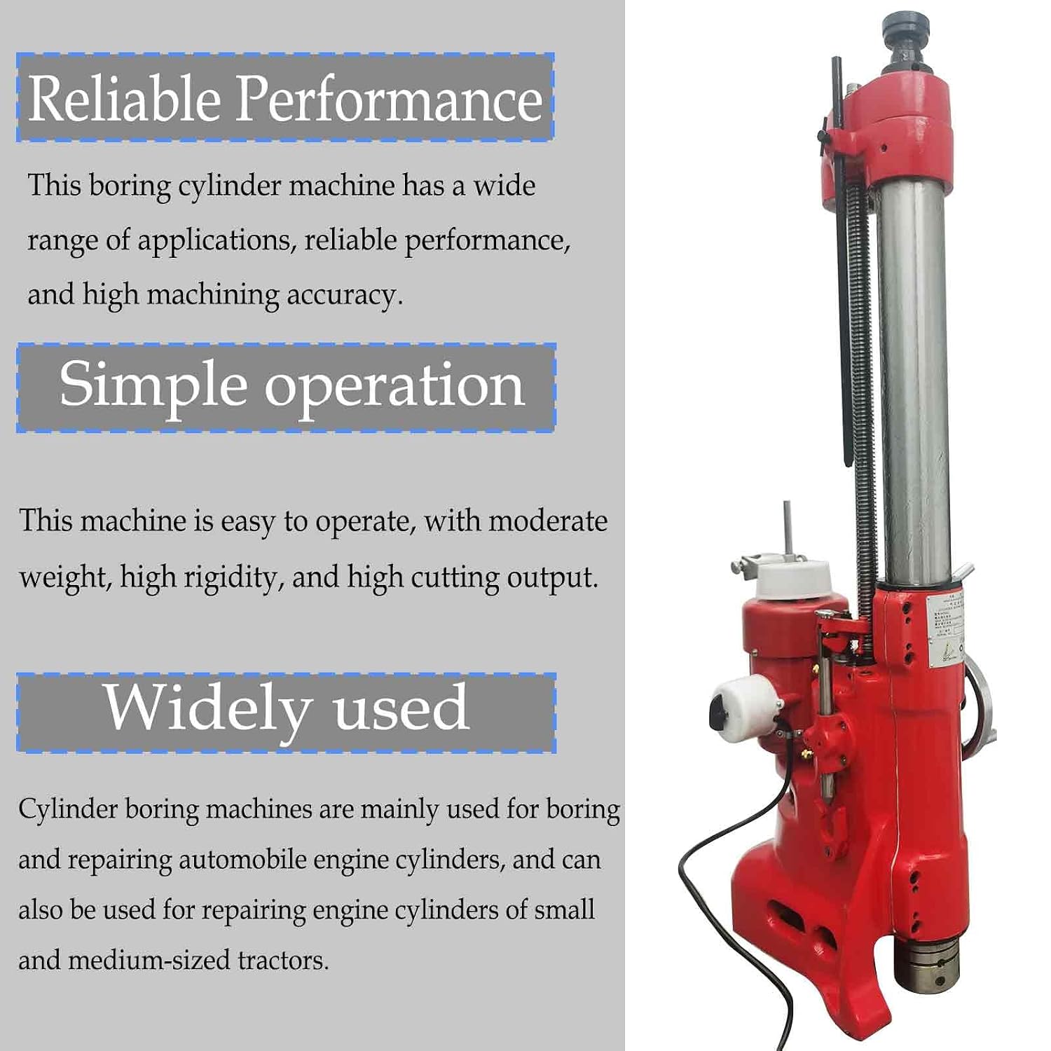 220V T8016A Cylinder Boring Machine, 3.15-6.5in Boring Range, 15.75in Max Depth, for Cylinder Refurbishment and Renovation, for Motorcycle and Automobile