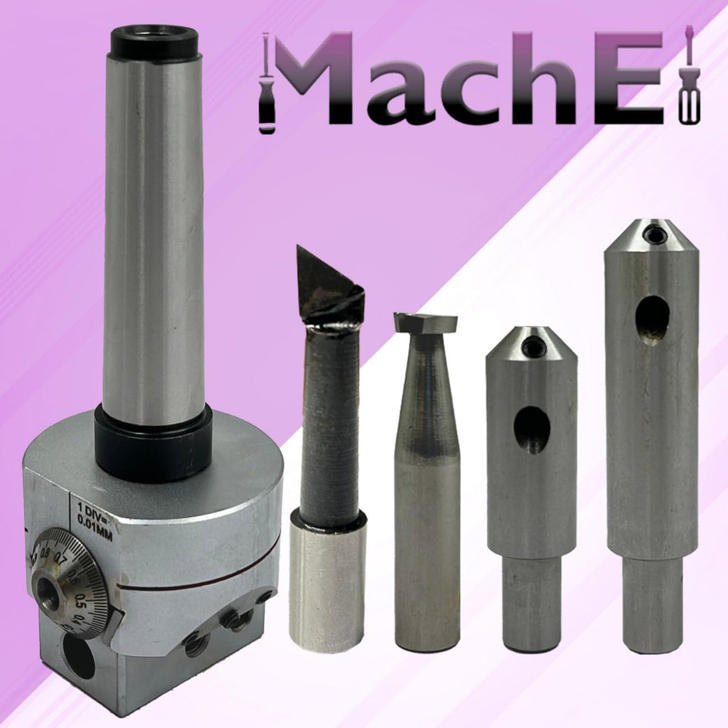 MachEl Boring Head Diameter 62 mm with 1 HSS Tool, 2 Boring Bars, and MT3 Shank (M12 x 1.75 Drawbar), 1 Division: 0.01 mm – Precision Milling Tool