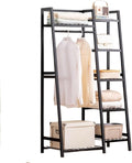 Bamboo Clothing Garment Rack, 5 Tier Clothes Storage Hanging Rack, Portable Wardrobe Closet Organizer Shoe Storage Shelves for Living Room Bedroom Hallway Entryway,A,80cm
