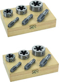 2 pack 6pc Pipe Tap and Die 1/4' X 18, 3/8' X 18, 1/2' X 14, NPT Engine repair Tool set, Jikkolumlukka