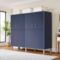 Heavy Duty Clothes Rack with Magnetic Door, Load 1500lbs, Foldable Portable Wardrobe Closet, Hanging Clothing metal Garment Rack Closet System for Bedroom,Apartments,rentals(Navy blue KT, 100cm/39in)