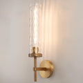 19.5' Knurled Brass Wall Sconce with Water Ripples Glass Tube, Gold Bathroom Vanity Light Fixtures, Modern Lamp Lighting for Bedroom, Living Room, Hallway, Staircase, Mirror, Kitchen