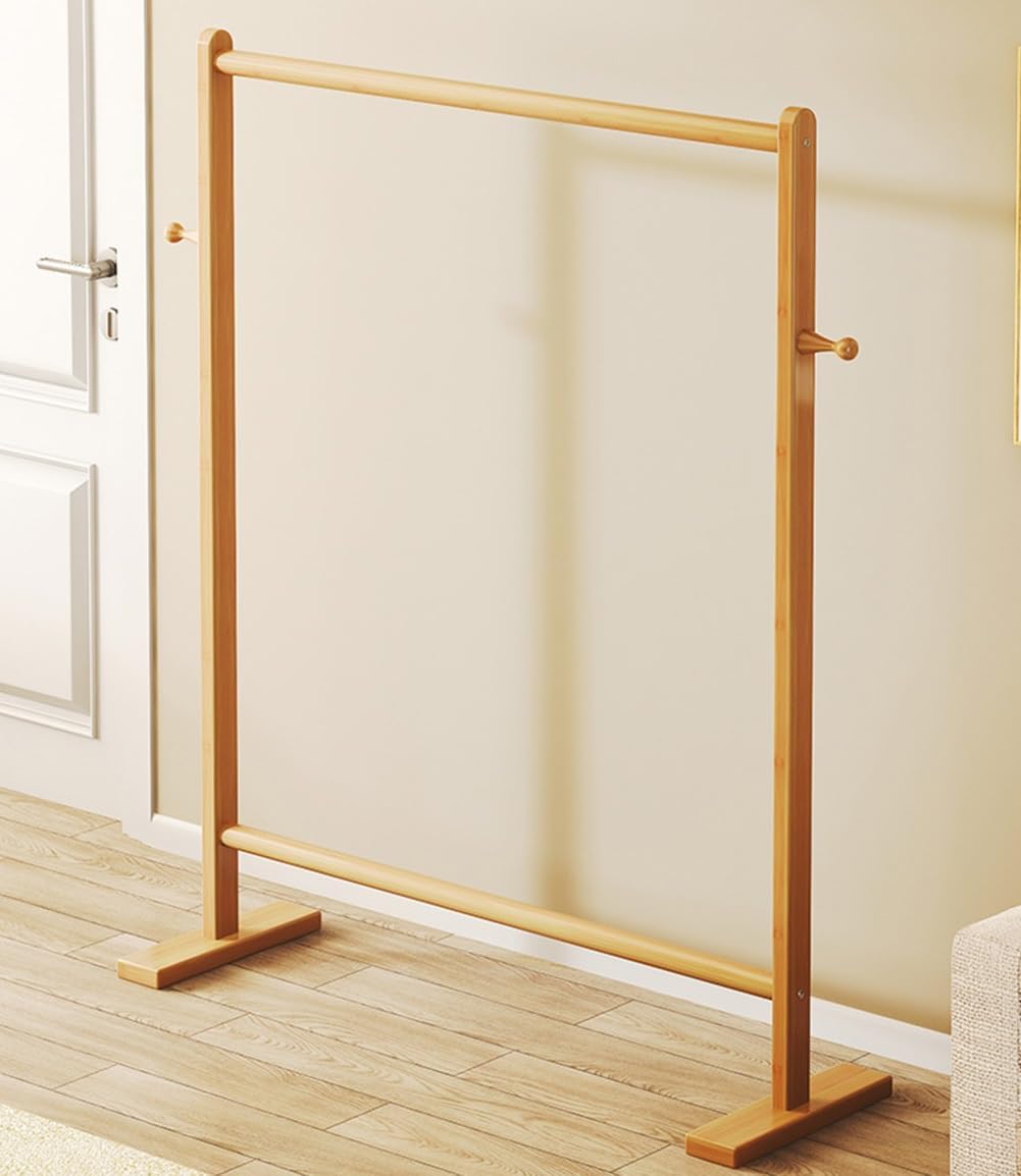 Bamboo Clothing Garment Rack with Side Hooks, Freestanding Clothes Rail for Hanging Clothes, Clothes Organizer for Bedroom, Laundry Room (Color : Natural, Size : 60x40x162cm)