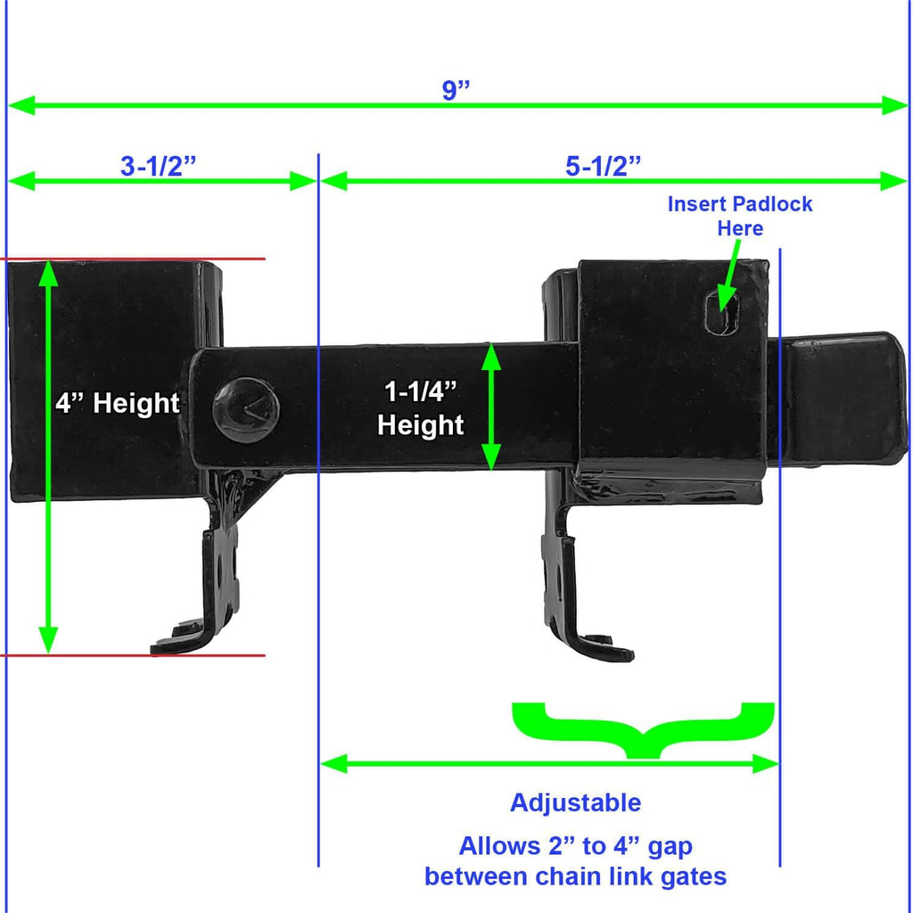 1-5/8' x 2-3/8' (2-1/2') Chain Link Fence Gate Fork Latch - Commercial Heavy Duty - Malleable - Galvanized Gate Latch with Hole for Padlock - CASE Qty 25