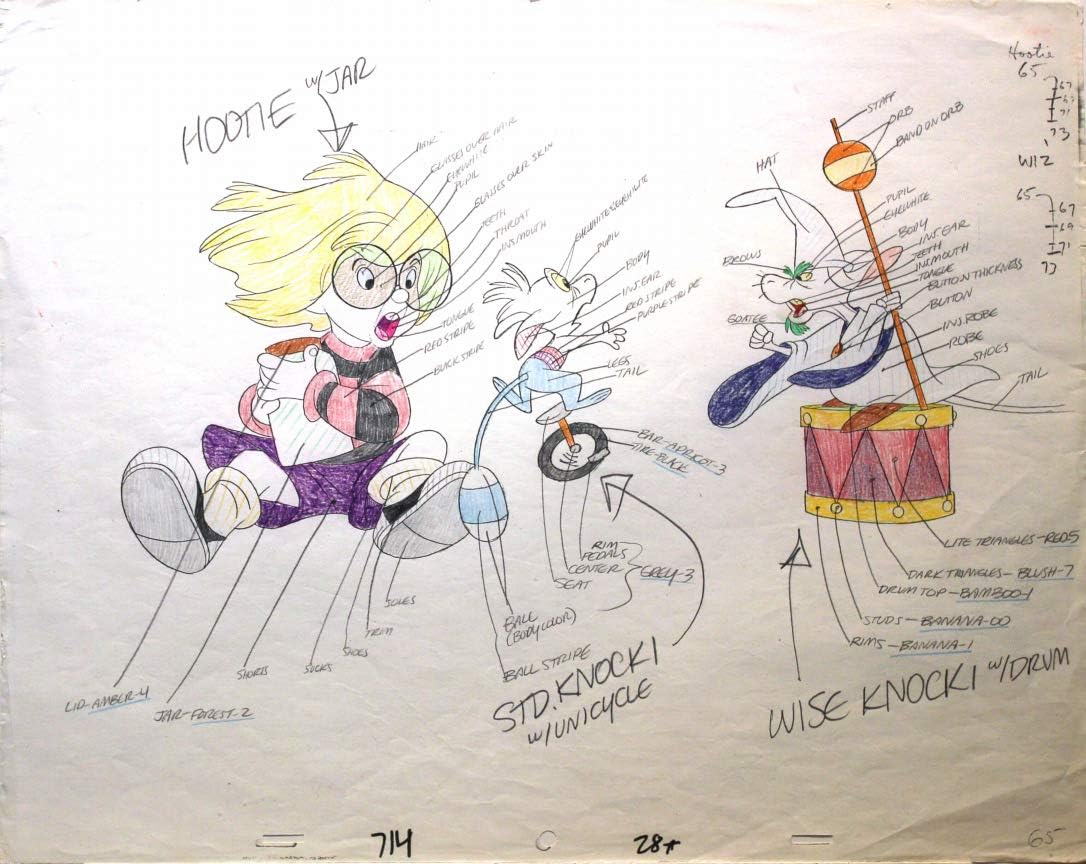 Jawbreaker - 1980s - Color Model Drawing and Cel Painting Instructions of Hootie and the 2 Wizards - Don Bluth.