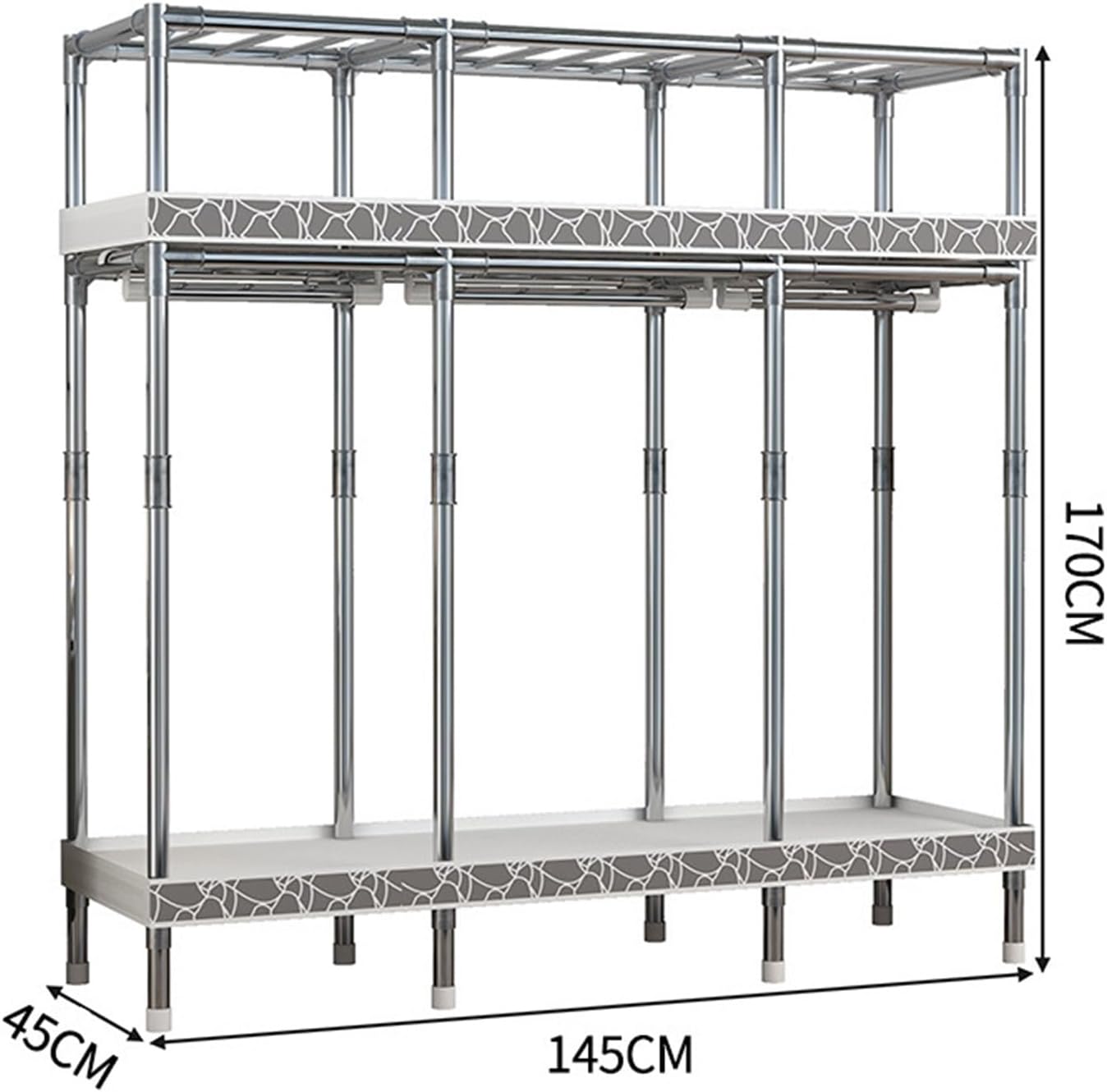 Portable Closets,Covered Clothing Racks For Hanging Clothes, Freestanding Portable Closet,Wardrobe Closet Heavy Duty Garment Rack,Extra Large Clothes Rack With Cover(Beige 2,145cm)
