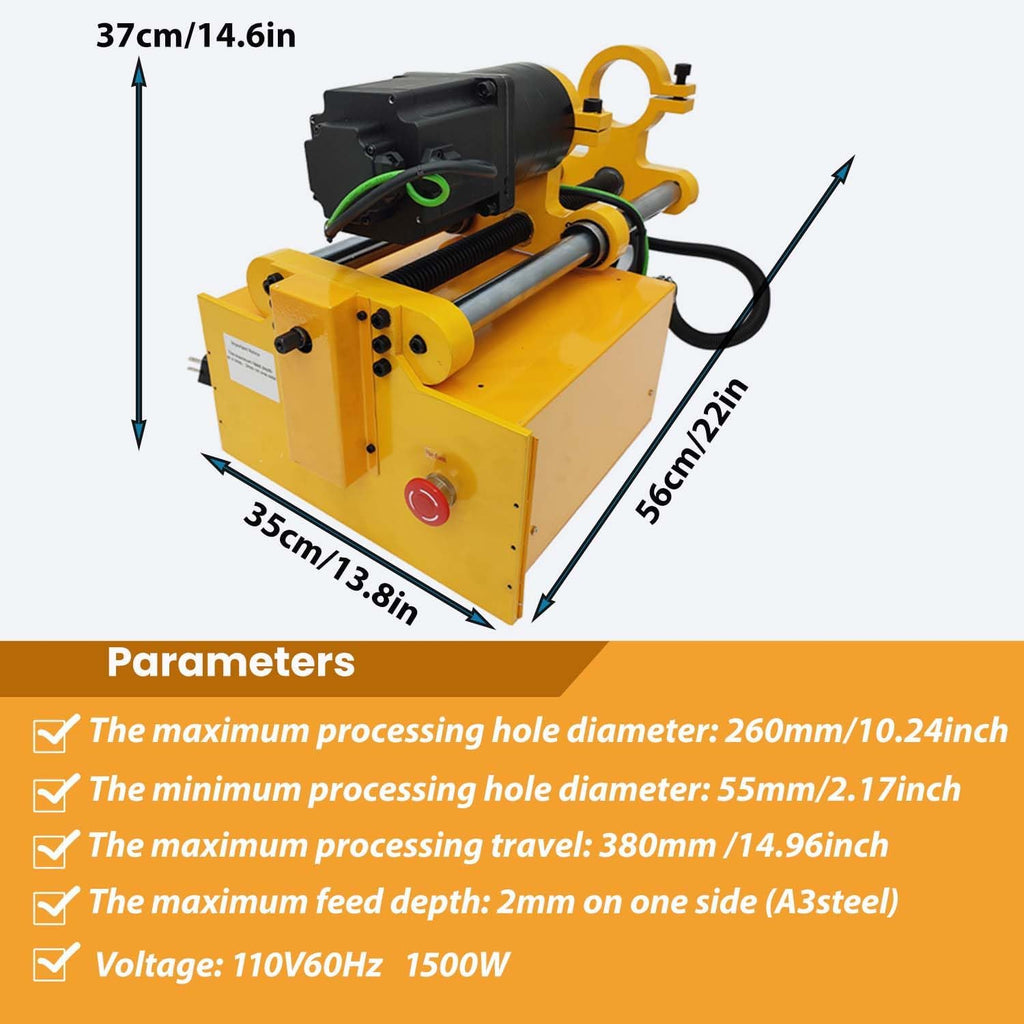 110V Portable Line Boring Machine, Hole Drilling Machine Bore Diameter 2.16'-10.23', with 4.92ft Drilling Bar and Control Handle, Professional Boring Equipment for Excavator Loader