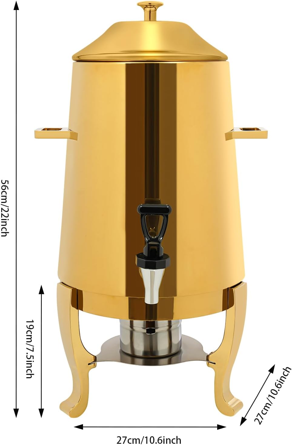 13L Coffee Urn and Hot Beverage Dispenser With Fuel Holder, 3.4 Gallon Stainless Steel Drink Dispenser for Hot Drinks, Hot Water Urn for Catering (Gold)