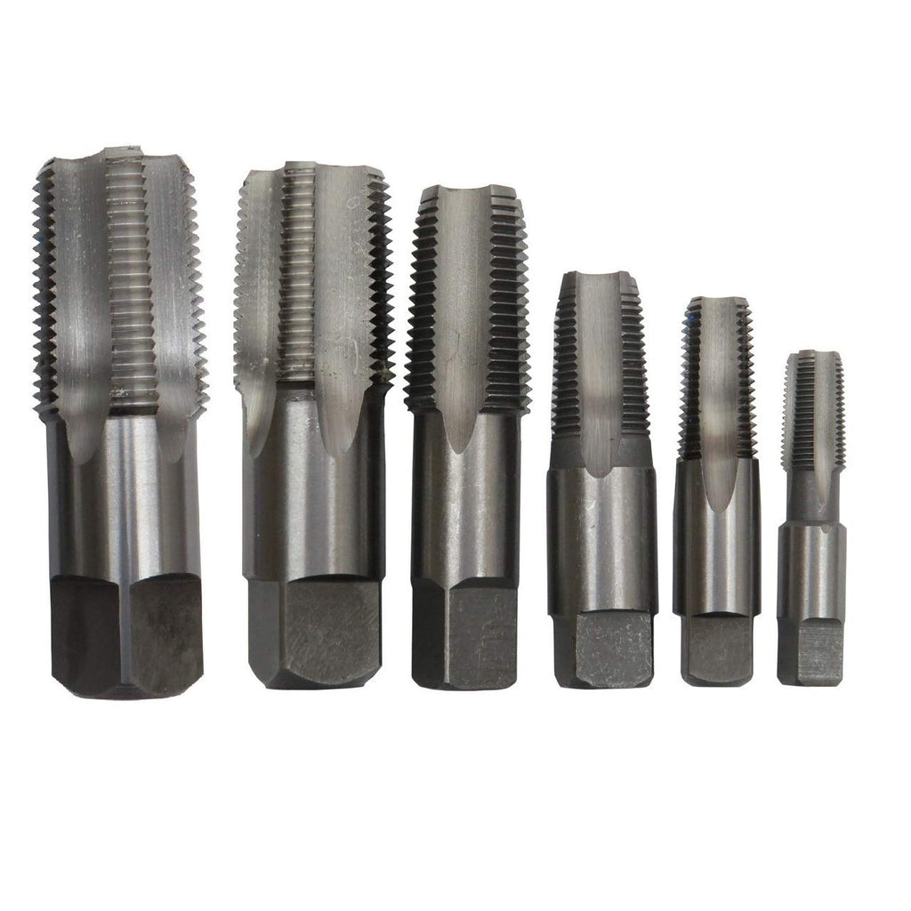 Drill America DWTHS1/4-1-1/4SET 6 Piece NPT Pipe Tap Set in Wooden Case (1/4 ', 3/8 ', 1/2 ', 3/4 ', 1 ' and 1-1/4 '), High Speed Steel, DWT Series,Small