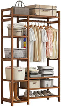 Floor-Standing Solid Wood Rotating Coat Rack，Natural Wood Bamboo Clothes Rack with Hanging Rod, 2 Shelves & Hooks - Freestanding Coat & Garment Storage for Bedroom & Hallway, Stylish Organiz