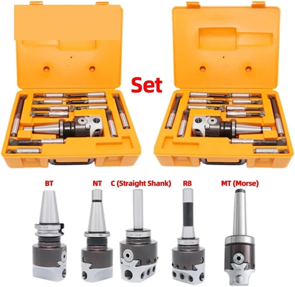 A Set MT2 MT3 MT4 C20 C25 BT30 BT40 NT30 NT40 R8 M10 M12 M16 + F1 2 Inch 50 Boring Head 12mm Boring Bar For Milling Machine Tool(Boring Rod,MT4(M16)-F1-12)