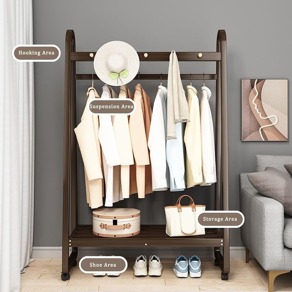 Slide Out Pants Rack Closet Hanger Bar Pull Trousers Tie Belts Scarf Racks Top Mounted Wardrobe Clothes for Closet Retractable,Bamboo Garment Rack Freestanding Clothes Hanging Rack Bamboo Co
