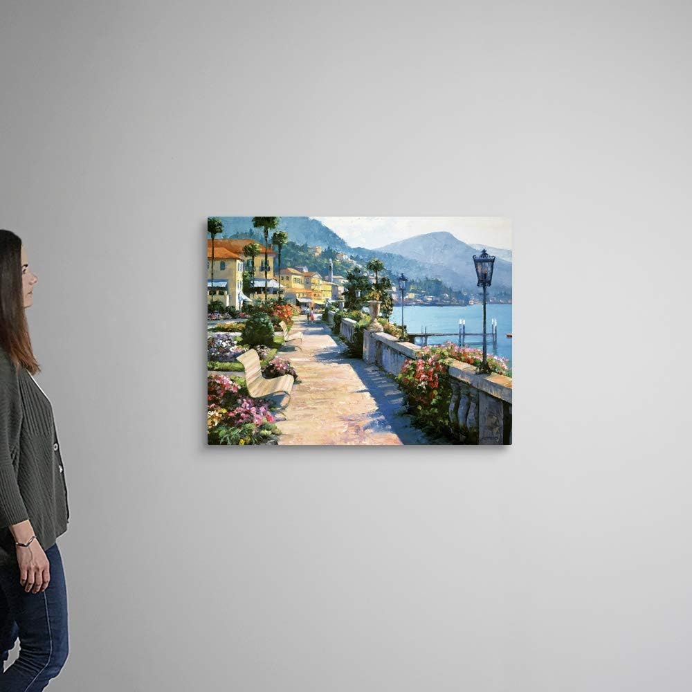 CANVAS ON DEMAND Bellagio Promenade Canvas Wall Art Print by Howard Behrens, Traditional, Home Decor, Design, Ocean Artwork, 40'x30'