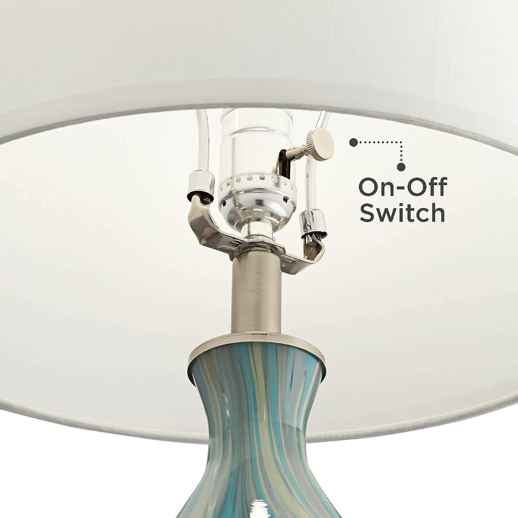 360 Lighting Cirrus 22' High Vase Small Modern Coastal Accent Table Lamps Set of 2 Blue Gray Handcrafted Art Glass White Shade Living Room Bedroom Bedside Nightstand House (Colors May Vary)