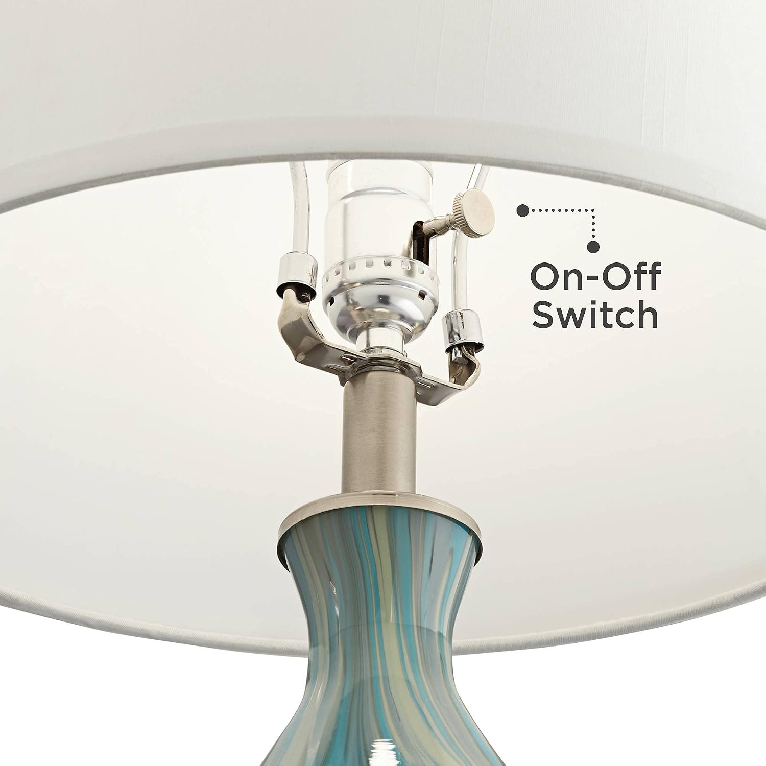 360 Lighting Cirrus 22' High Vase Small Modern Coastal Accent Table Lamps Set of 2 Blue Gray Handcrafted Art Glass White Shade Living Room Bedroom Bedside Nightstand House (Colors May Vary)