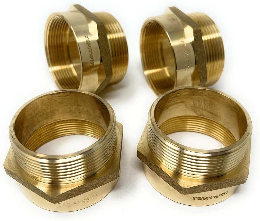 Cascada Lead-Free Brass Adapter, G Thread British BSPP Male to NPT Female (2' x 2' (4 Pieces))