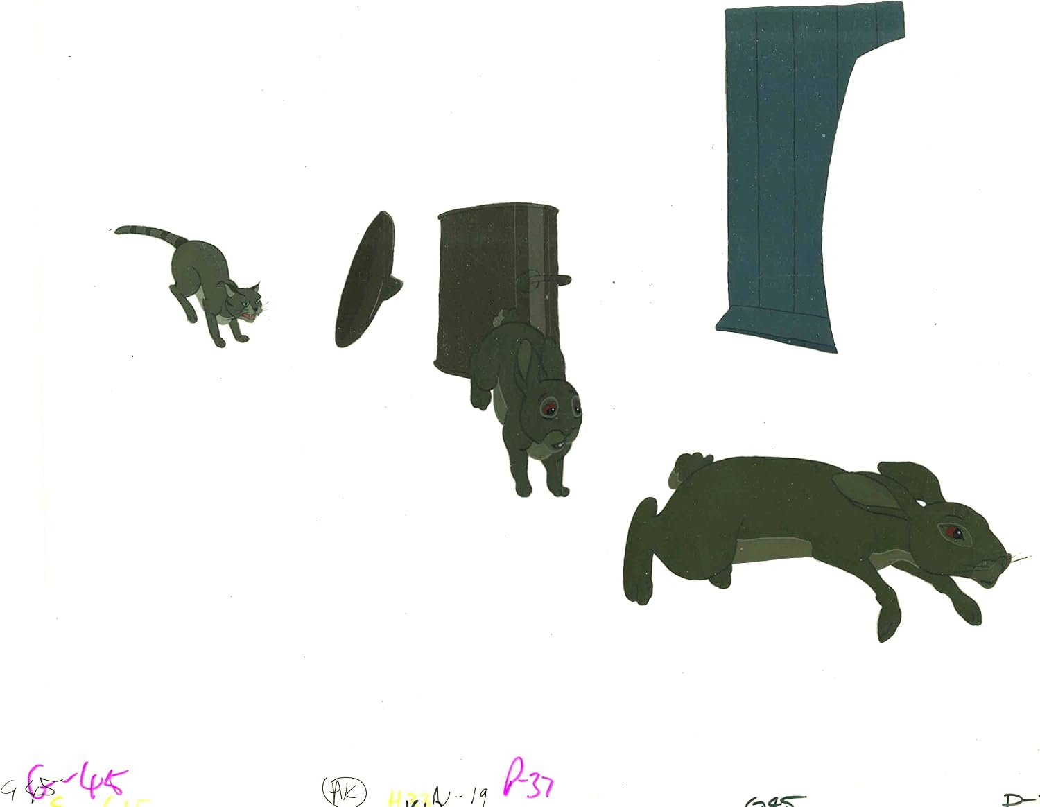 Watership Down 1978 Production Animation Cel with Linda Jones Seal and Coa 128-15 Multiple Rabbits