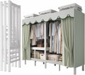 Foldable Wardrobe Closet, Load 1100lbs Heavy-duty Portable Clothe Rack with Cover for Bedroom Armoires, Metal Freestanding Clothing Storage Organizer Garment Rack for Hanging Clothes(71.7''x20.5''x67.