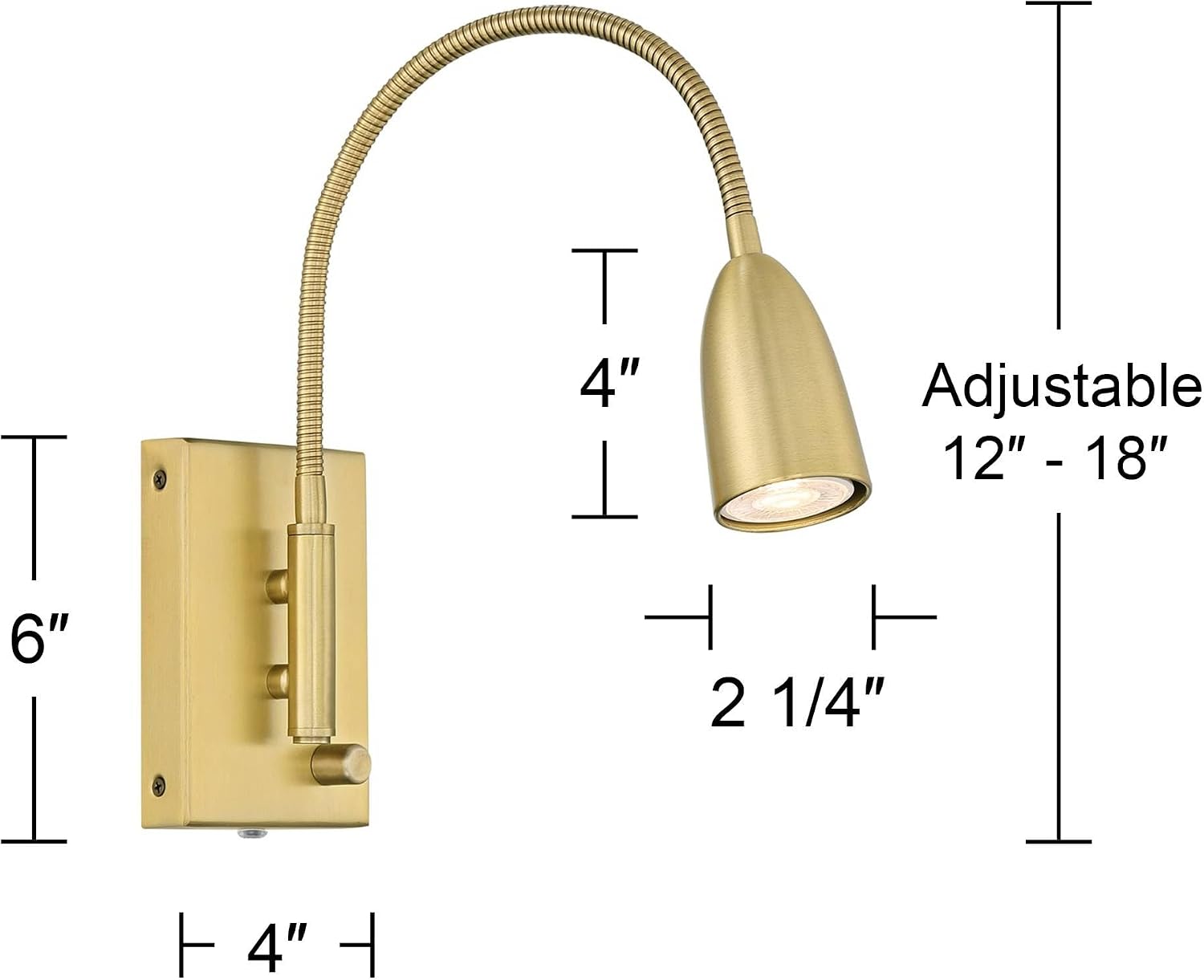 360 Lighting Lido Modern Reading Wall Lamps Set of 2 Warm Gold Metal Plug-in LED Adjustable Gooseneck Arm for Bedroom Bathroom Vanity Living Room Home Hallway Dining Family Kitchen House