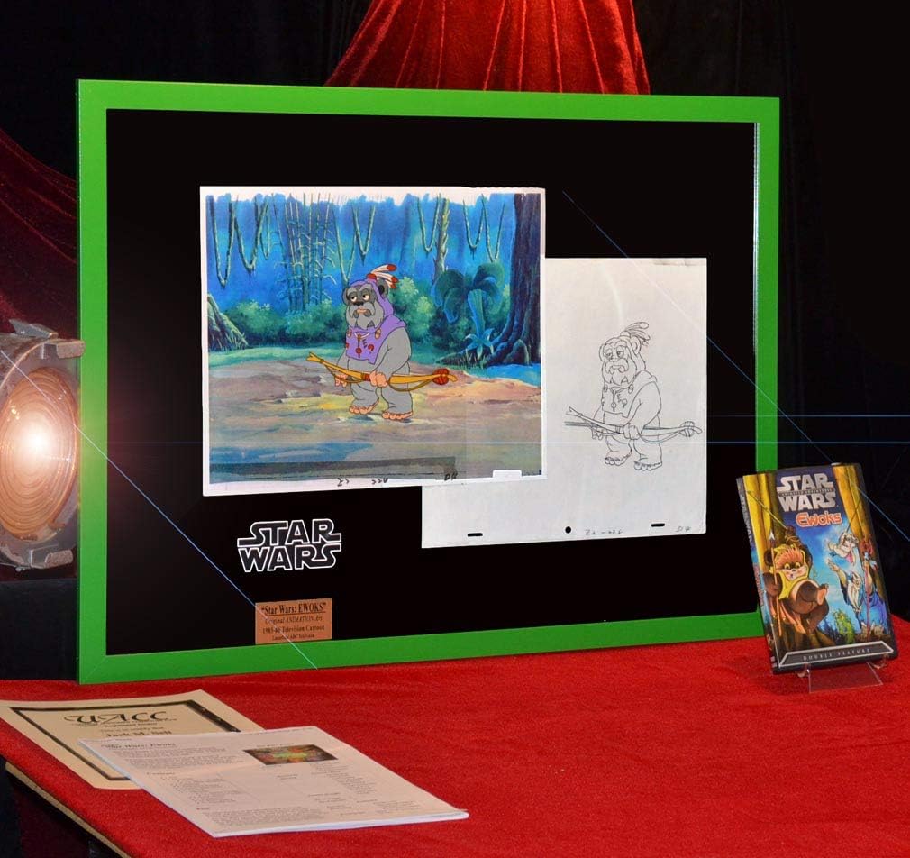 'Star Wars' hand-painted EWOKS Animation Cel and original art, RARE Ewok TV series DVD, UACC, COA, Frame