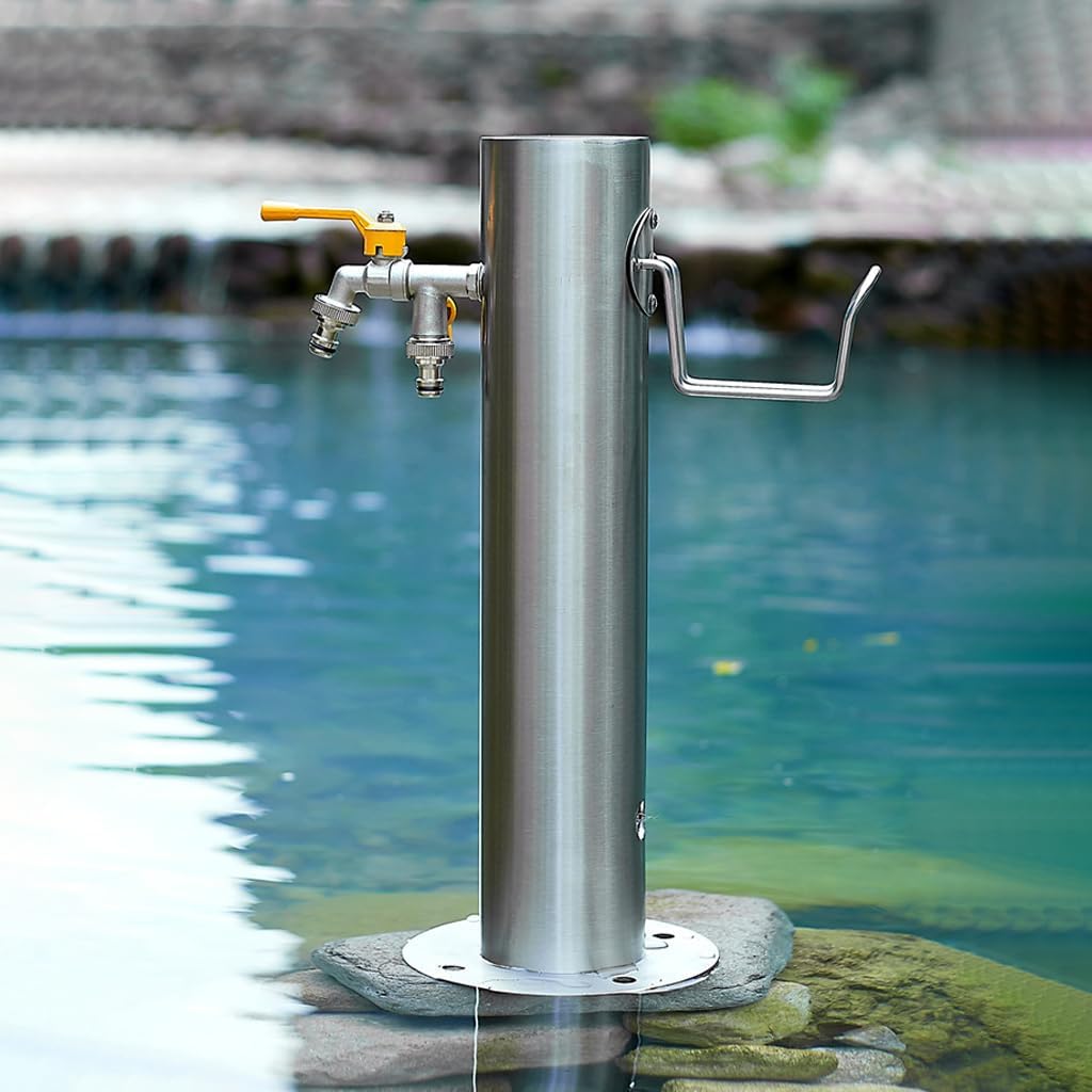 304 Stainless Steel Water Hydrant, Insulated Anti-Freeze Cotton Inner Pipe, Outdoor Water Faucet, Dual Spout Tap, Yard Hydrant with Pressure-Boosting Spray Gun