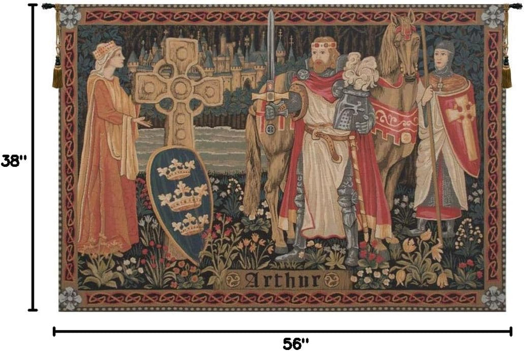 Charlotte Home Furnishings Tapestry Wall Hanging Bedroom Aesthetic 38X56 in King Arthur Room Wall Art Tapestry Home Decor Colorful Boho Tapestry Thick Cotton Fabric Jacquard Woven Artisan Chic