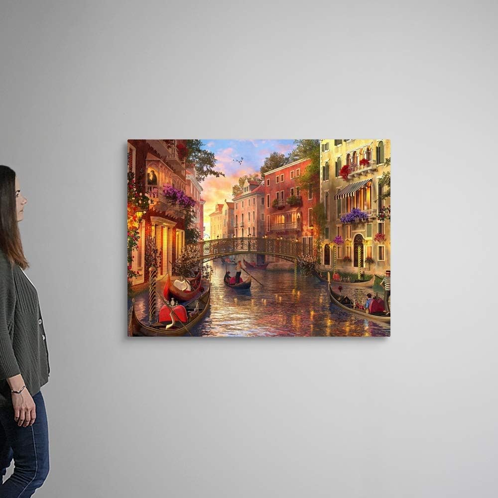 CANVAS ON DEMAND Sunset in Venice Canvas Wall Art Print by Dominic Davison, Home Decor, Design Artwork, 48'x36'