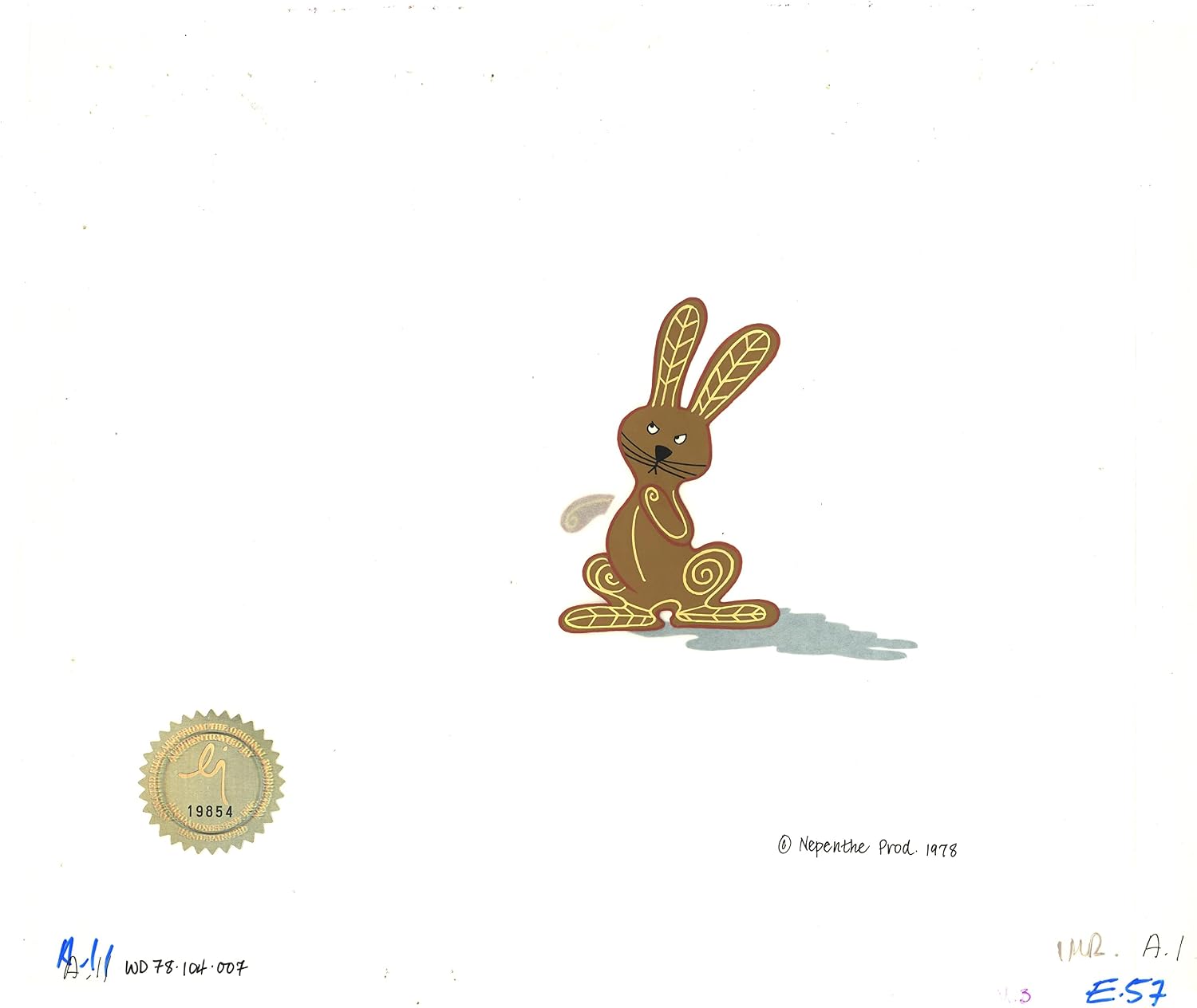 Watership Down Opening Fable El-ahrairah 1978 Production Animation Cel with LJE Seal and COA 104-007