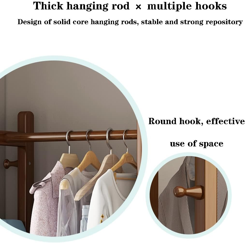 Coat Tree Freestanding Bamboo Wood Garment Rack, Corner Clothes Hanging Rack, 50 * 36 * 162cm, Space Saver (Khaki)