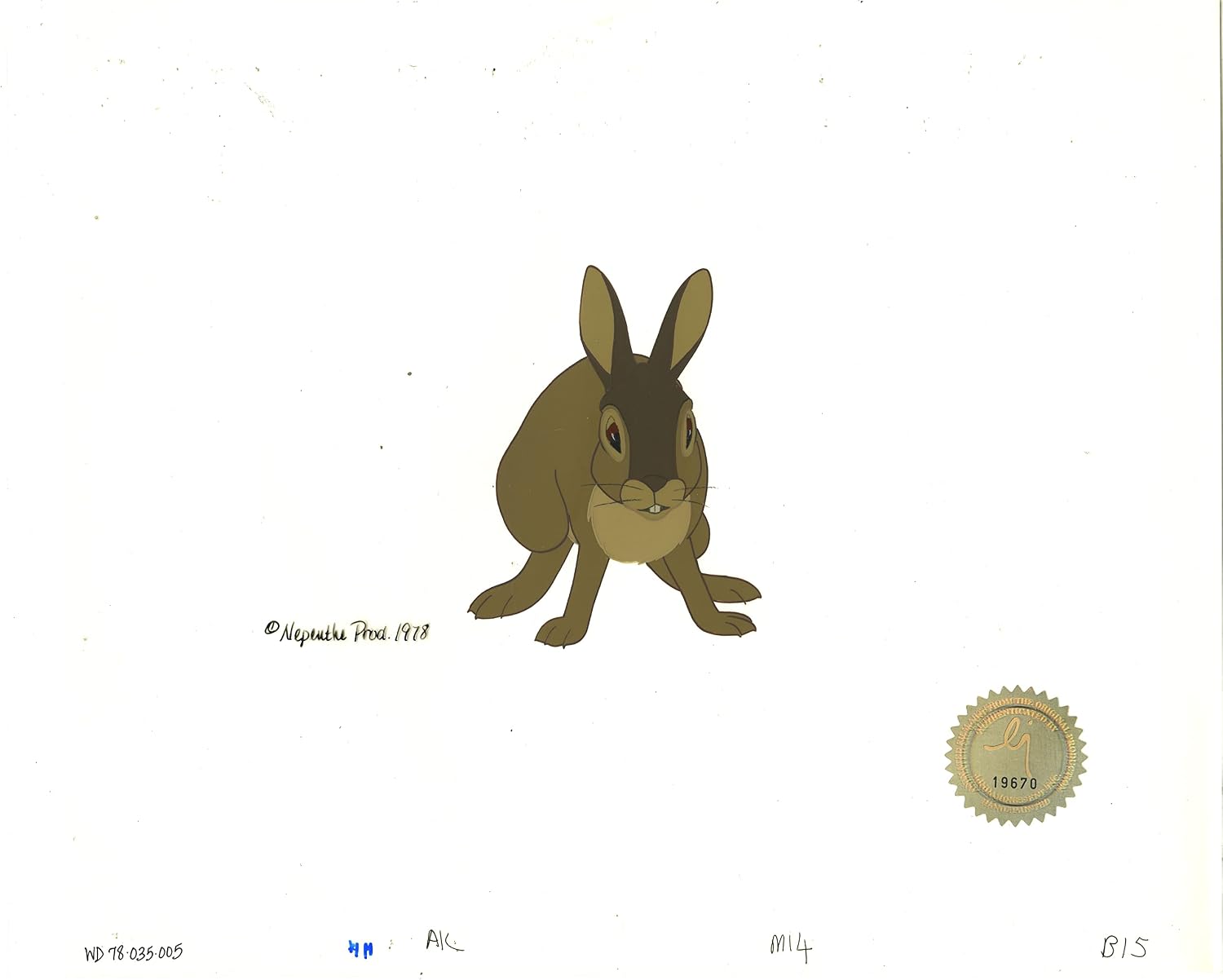 Watership Down 1978 Production Animation Cel of Blackberry with LJE Seal and COA 035-005