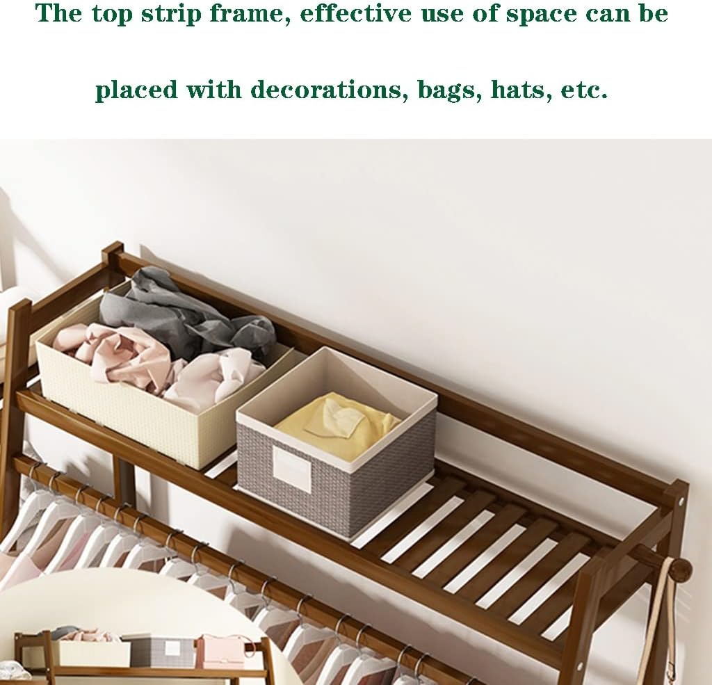 Plant Coat Rack, Bamboo Garment Rack with Storage, in Home Laundry Office, Corner Clothes Hanging Rack,130 * 42 * 140cm
