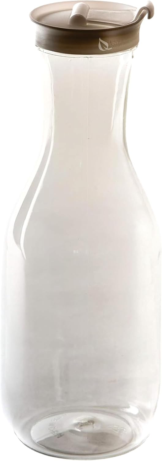 Clear Plastic Heavy Duty Pitcher - Large Water Carafes, Plastic Bottles with Flip Top Lid, Beverage Pitchers with Lid - BPA Free Plastic Decanter, Juice, Ice Tea, Picnic, Catering (50 Oz) (48)