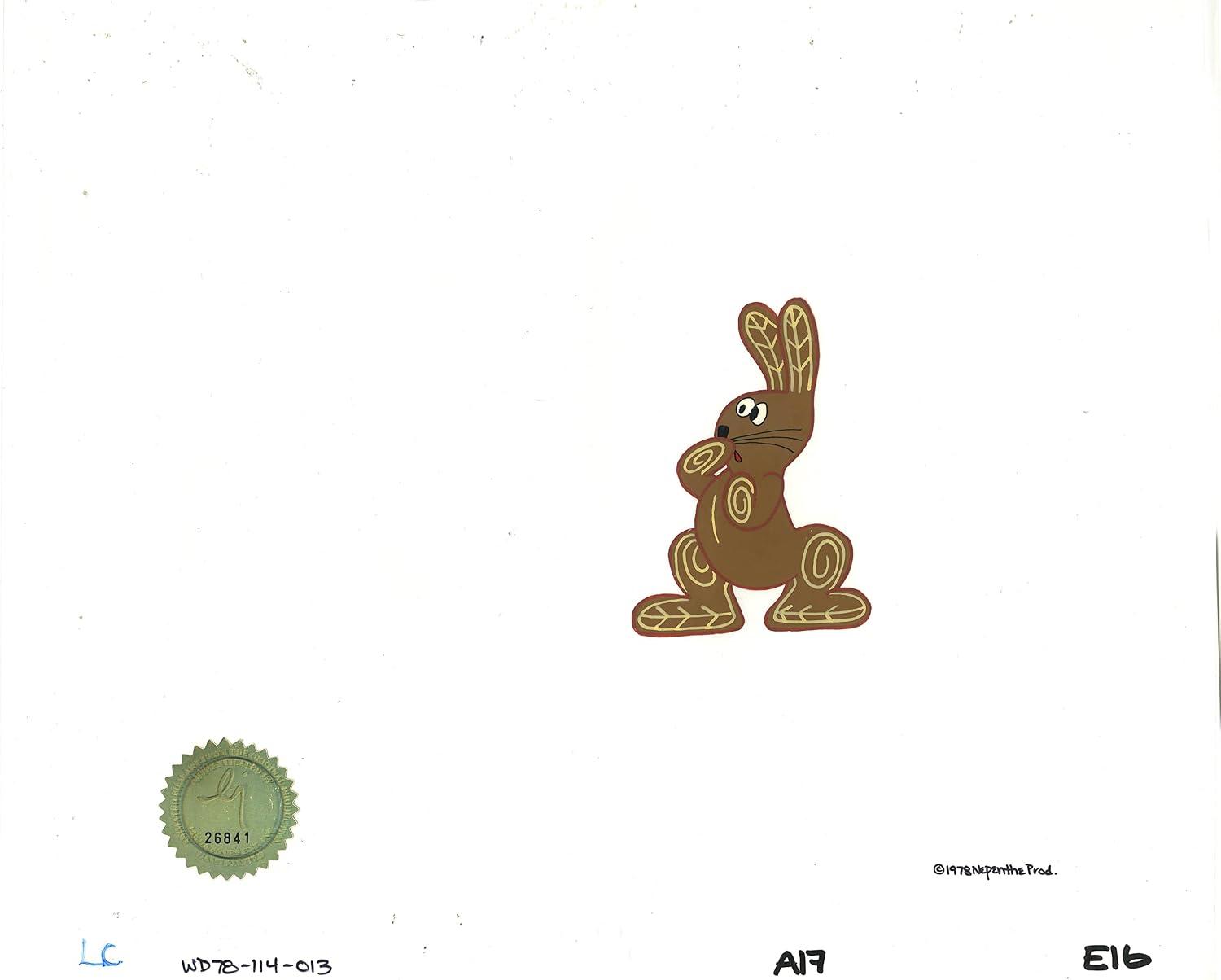 Watership Down Opening Fable El-ahrairah 1978 Production Animation Cel with LJE Seal and COA 114-013