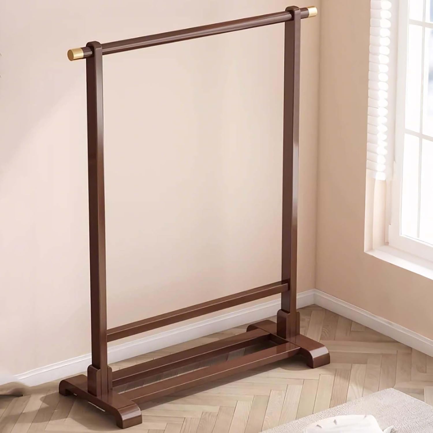 Bamboo Clothes Rack, Garment Rack with Shelf, Clothing Rack for Hanging Clothes, Coats, Skirts, Shoes, Bags, Easy Assembly(Brown,60CM/23.6IN)