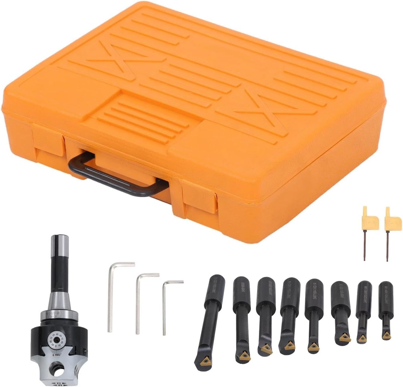 For 3' Boring Head R8 Shank + 10pcs Carbide Tipped 3/4' Boring Bar Set