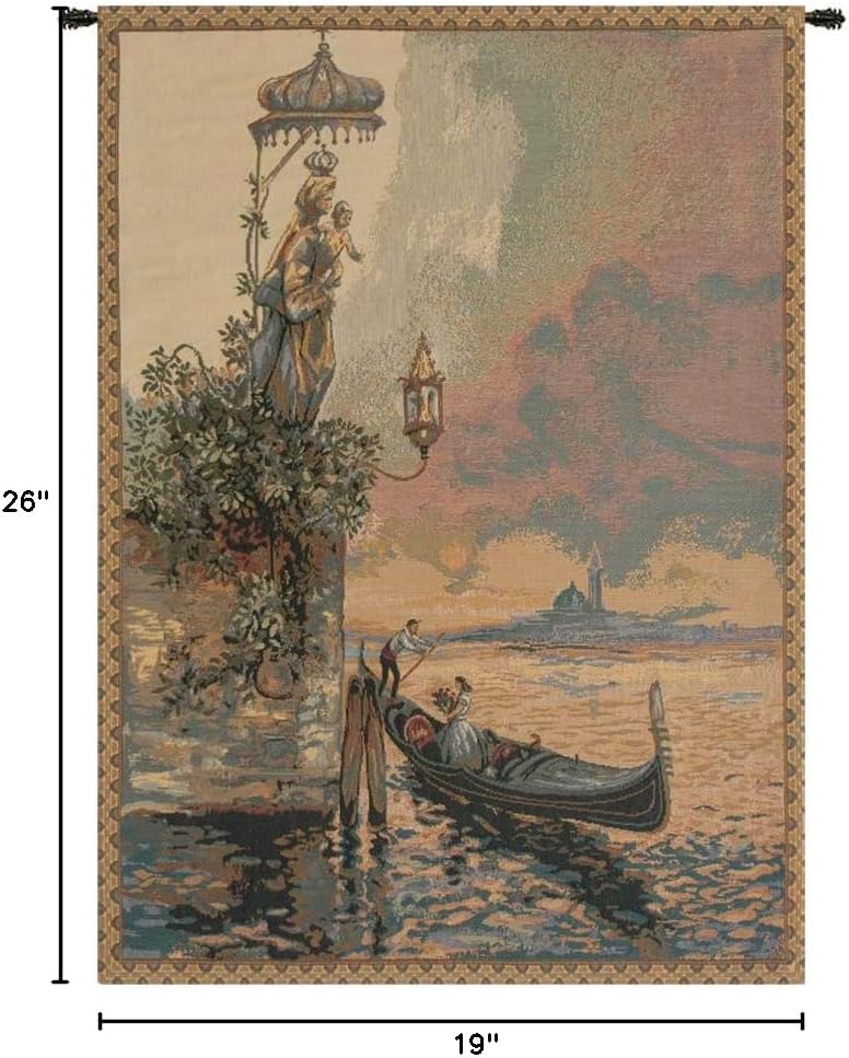 Charlotte Home Furnishings Inc. Gondola Italian Tapestry Wall Hanging 26 X 19 Inch Viscose Cotton And Polyester Blend Wall Art Perfect For Home Decor And Wall Decor By Alberto Passini