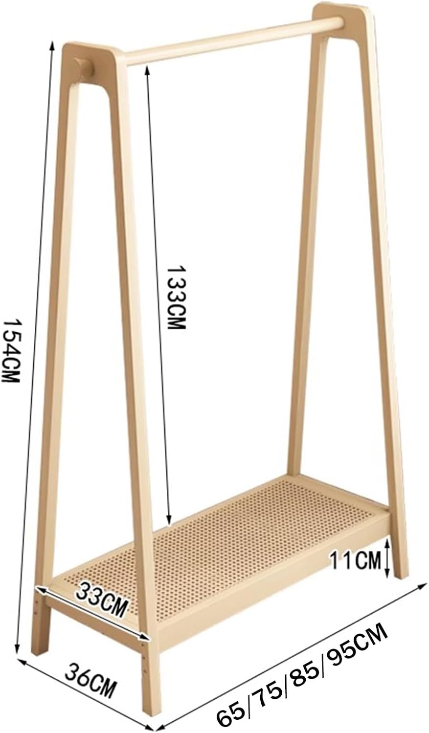 Garment Rack 2-in-1 Clothes Rack With Hanging Rod And Shelves, Bamboo Clothing Rack For Hanging Clothes, Freestanding Coat Rack For Bedroom And Living Room, Large Capacity Clothes Or(Size:65X36X154CM)